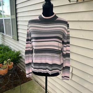 Laura Scott XL Mock Neck Striped Sweater